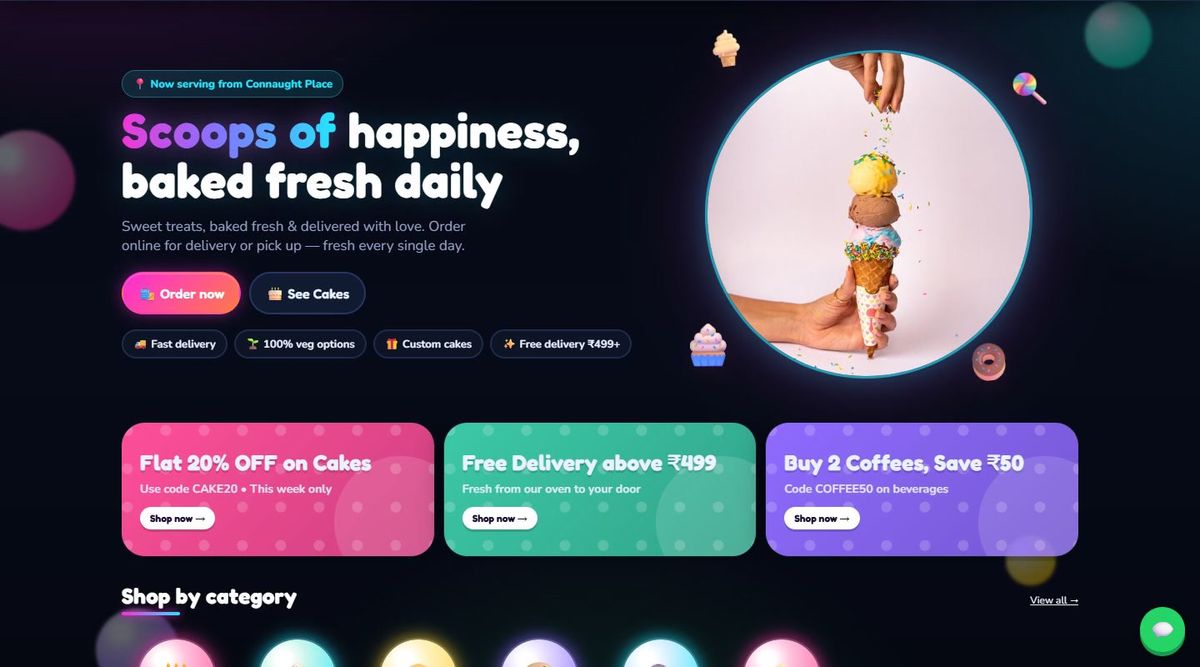 A Websetu ordering website with offers and categories